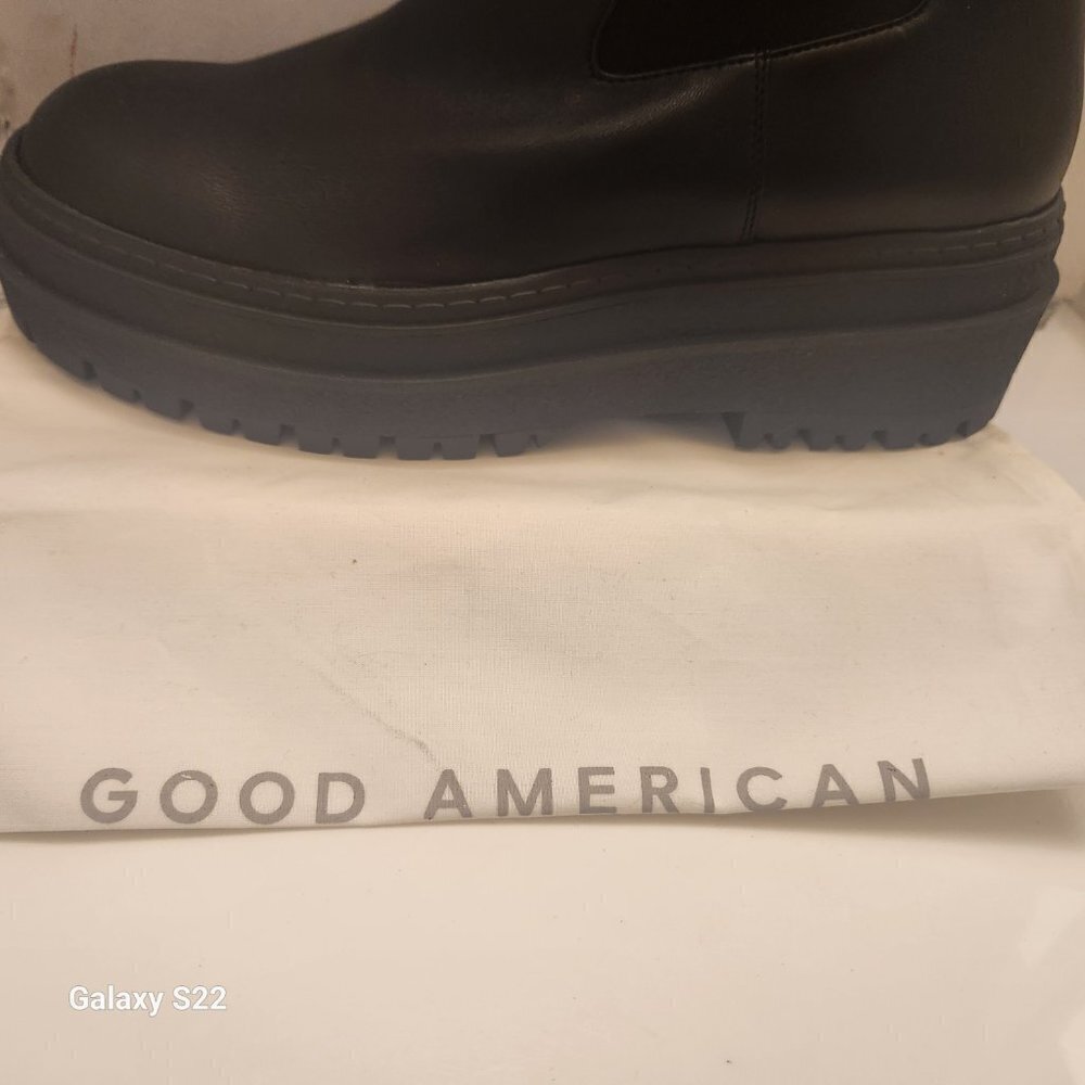 Good American Womens Booties Chunky Combat Black Leather Sz 7.5 NEW GAO36V-X - Picture 2 of 12